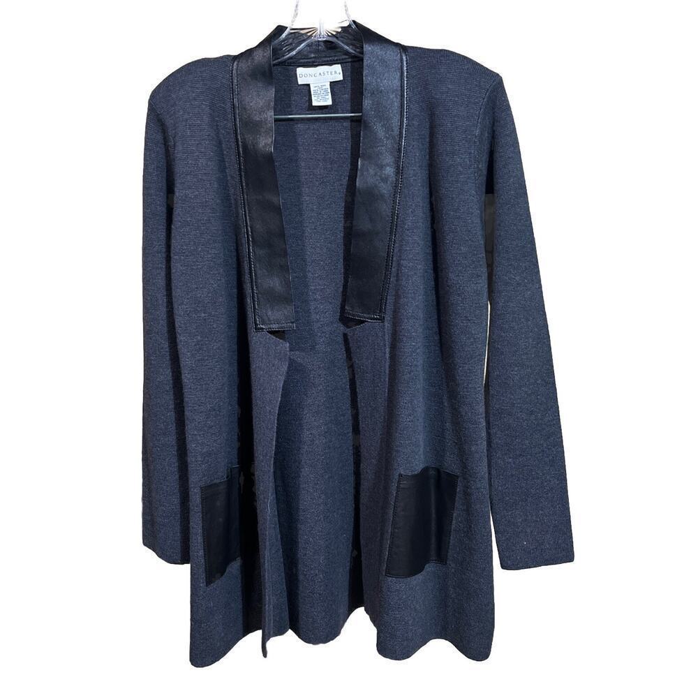 Doncaster Women’s Wool Open Front Cardigan Gray Size Medium Capsule Chic